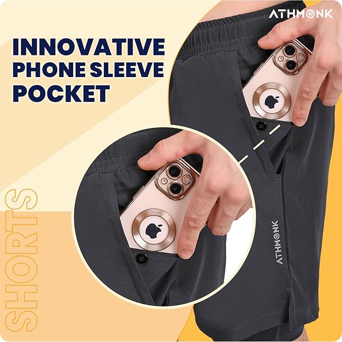 Athmonk 2in1 Hybrid Workout Shorts for Men and Women